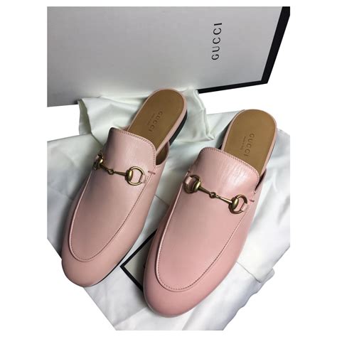 gucci light pink mules|Gucci suede mules.